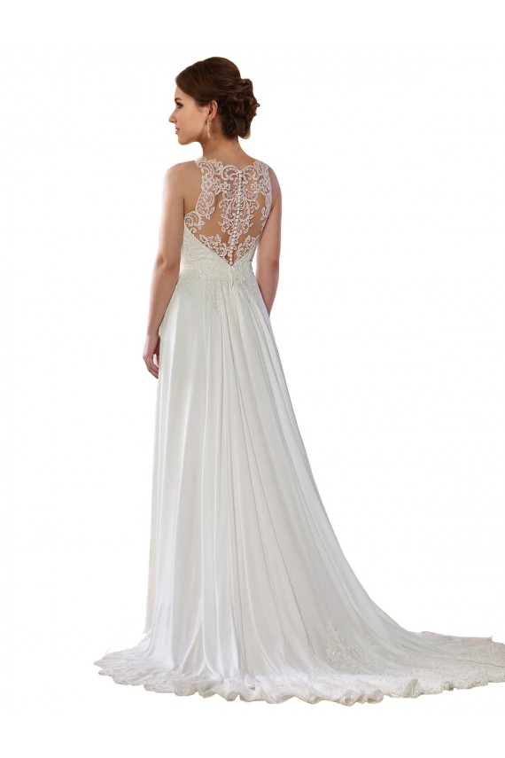 Soft Chiffon Sweep Train Illusion Neck A-Line Boho Wedding Dress Armadale