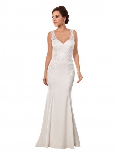 Lace & Stretch Crepe Chapel Train V-Neck Mermaid Sexy Wedding Dress Armadale