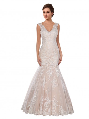 Lace Chapel Train V-Neck Mermaid Modern Wedding Dress Armadale