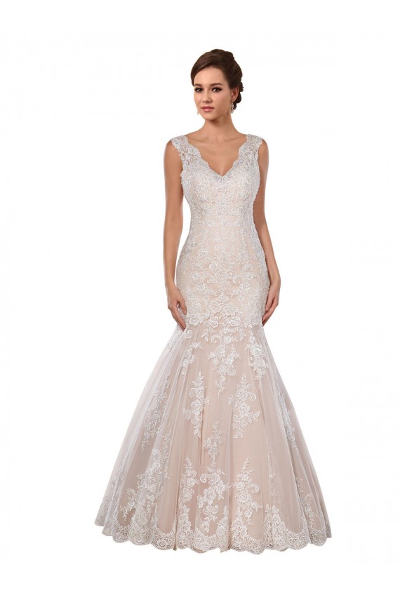 Lace Chapel Train V-Neck Mermaid Modern Wedding Dress Armadale