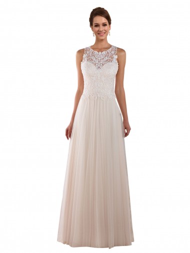 Tulle & Lace Chapel Train High Neck A-Line Boho Wedding Dress Armadale