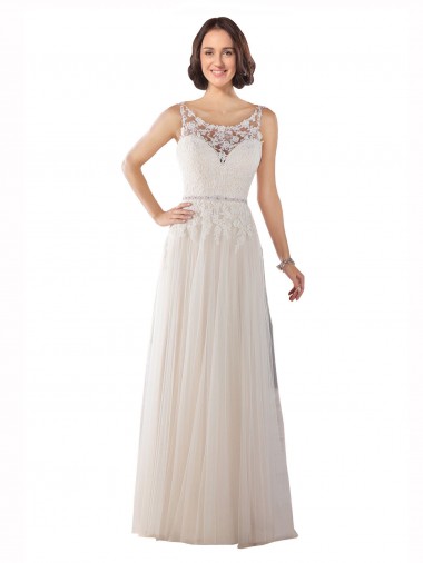 Tulle Sweep Train Illusion Neck A-Line Boho Wedding Dress Armadale