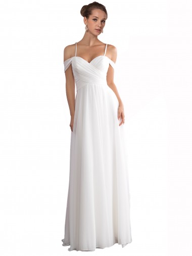 Soft Chiffon Sweep Train Off the Shoulder A-Line Beach Wedding Dress Armadale