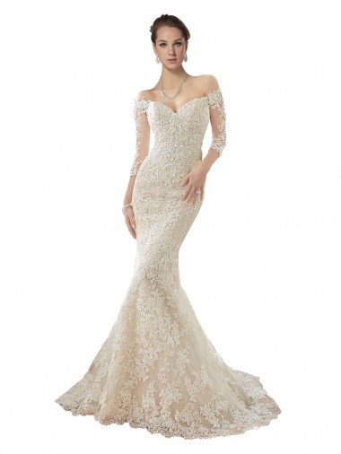 Tulle & Lace Chapel Train Off the Shoulder Mermaid Wedding Dress Armadale