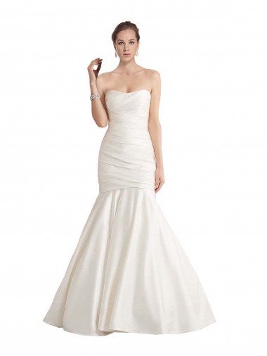 Satin Low Back Chapel Train Strapless Mermaid Beach Wedding Dress Armadale