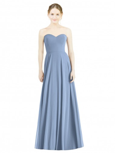 Soft Chiffon Long Sweetheart Dusty Blue A-Line Evening Dress / Bridesmaid Dress Armadale