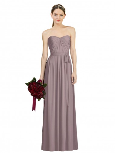 Soft Chiffon Long Sweetheart Dusty Rose A-Line Bridesmaid Dress Armadale