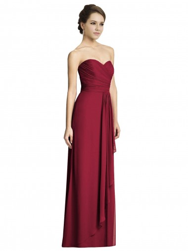 Soft Chiffon Long Sweetheart Burgundy A-Line Formal Dress / Bridesmaid Dress Armadale