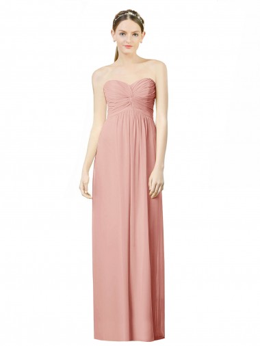 Soft Chiffon Long Sweetheart Bliss Pink A-Line Bridesmaid Dress Armadale