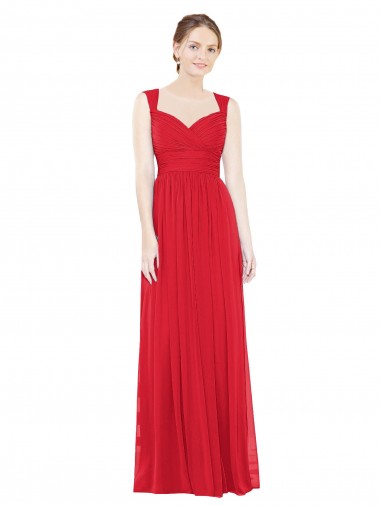 Chiffon Long Sweetheart Red A-Line Bridesmaid Dress / Evening Dress Armadale