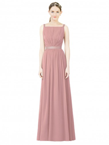 Soft Chiffon Long High Neck Dusty Pink A-Line Bridesmaid Dress Armadale