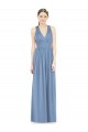 Chiffon Long V-Neck Dusty Blue A-Line Bridesmaid Gowns Armadale