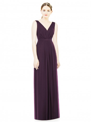 Chiffon Long V-Neck Grape A-Line Bridesmaid Dress / Evening Dress Armadale