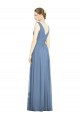 Soft Chiffon Long V-Neck Dusty Blue A-Line Semi Formal Evening Dress / Bridesmaid Dress Armadale