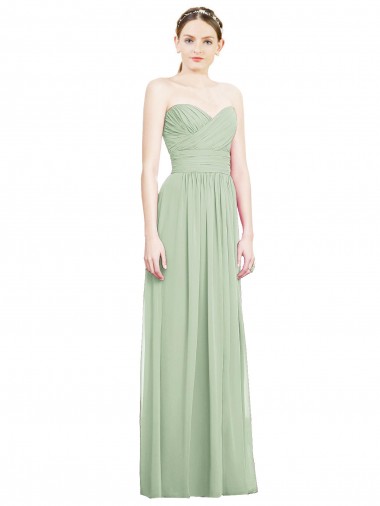 Soft Chiffon Criss Cross Back Long Sweetheart Sage A-Line Bridesmaid Dress Armadale