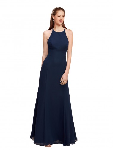 Soft Chiffon Long Halter Neck Mermaid Prom Dress / Bridesmaid Dress Armadale