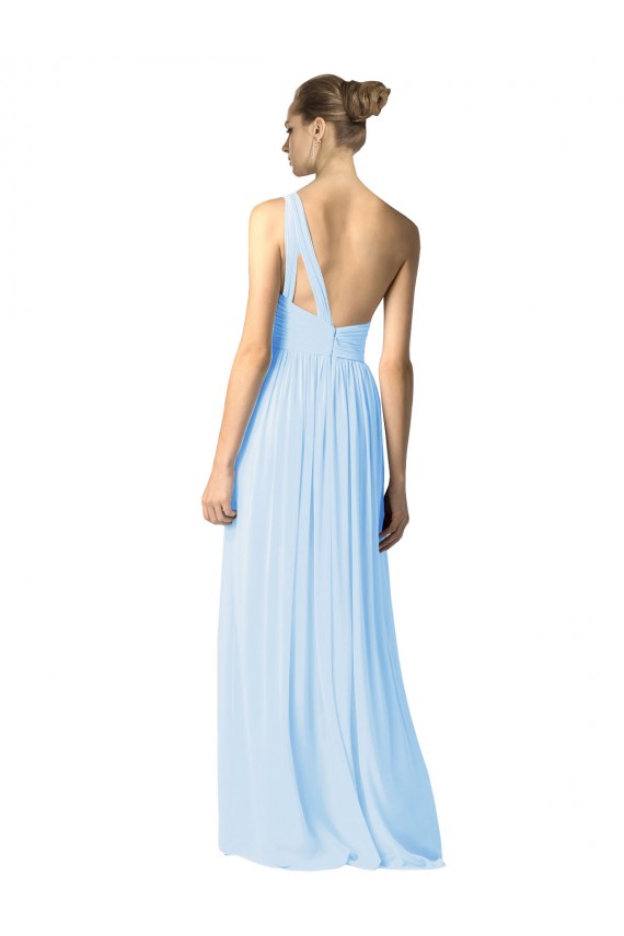 Soft Chiffon Long One Shoulder Light Sky Blue A-Line Bridesmaid Dress Armadale