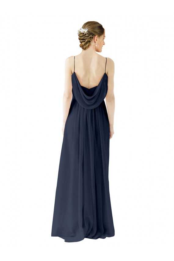 Chiffon Open Back Long Spaghetti straps A-Line Bridesmaid Dress / Evening Gowns Armadale