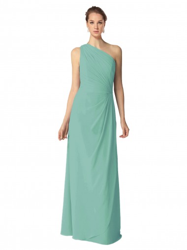 Soft Chiffon Long One Shoulder Jade A-Line Bridesmaid Dress Armadale