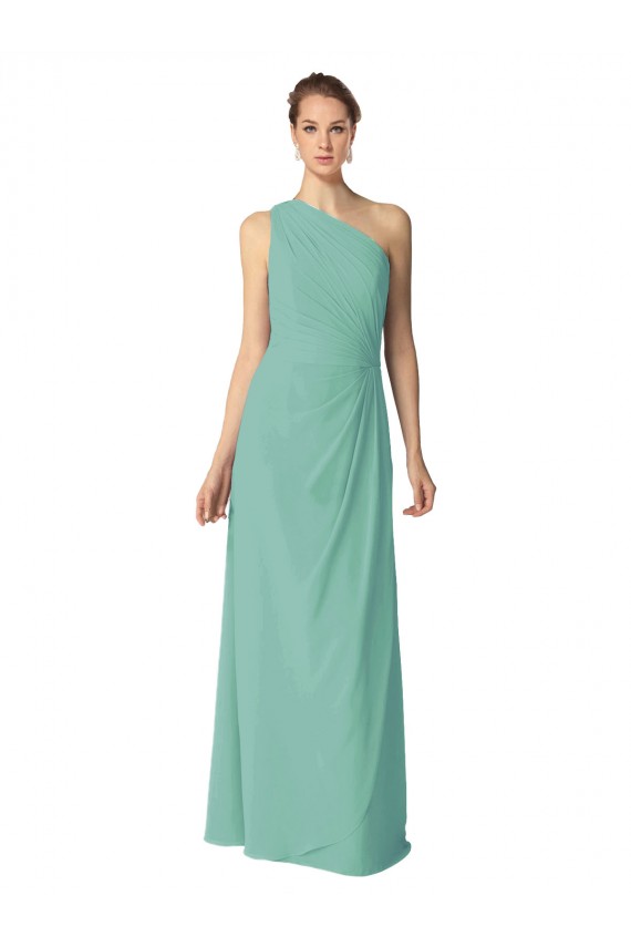 Soft Chiffon Long One Shoulder Jade A-Line Bridesmaid Dress Armadale