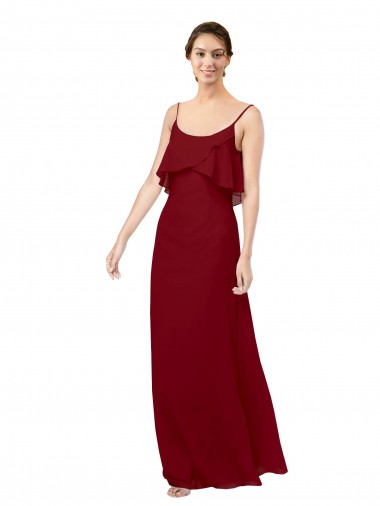 Soft Chiffon V-Back Long Scoop Neck Sheath Bridesmaid Dress Armadale