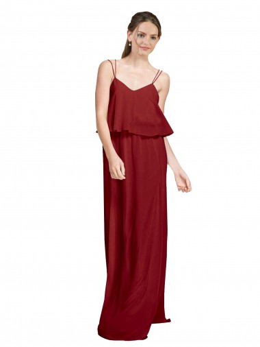 Chiffon Criss Cross Open Back Long Spaghetti Straps A-Line Bridesmaid Dress Armadale