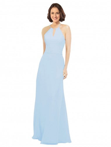 Soft Chiffon Long Halter Neck A-Line Wedding Party Dress Armadale