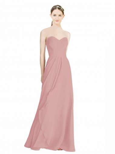 Soft Chiffon Low Back Long Sweetheart Dusty Pink A-Line Bridesmaid Dress / Formal Dress Armadale