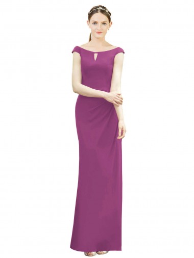 Soft Chiffon Long Boat Neck Wild Berry Mermaid Bridesmaid Dress Armadale