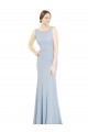 Soft Chiffon Low Back Long Boat Neck Light Sky Blue A-Line Bridesmaid Dress Armadale