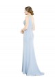 Soft Chiffon Low Back Long Boat Neck Light Sky Blue A-Line Bridesmaid Dress Armadale