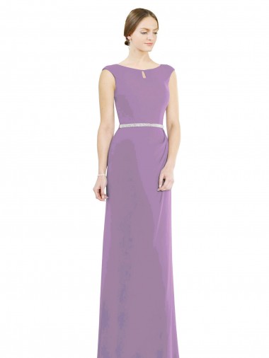 Soft Chiffon Low Back Long Boat Neck A-Line Formal Dress / Bridesmaid Dress Armadale