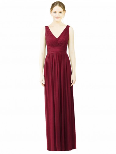 Soft Chiffon V-Back Long V-Neck Burgundy A-Line Bridesmaid Dress / Formal Dress Armadale