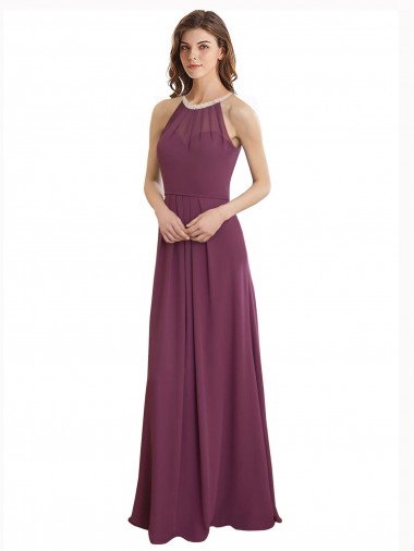 Chiffon Keyhole Back Long Sweetheart A-Line Bridesmaid Dress / Evening Gowns Armadale