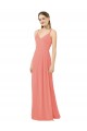 Soft Chiffon Keyhole Back Long V-Neck Desert Rose Sheath Bridesmaid Dress Armadale