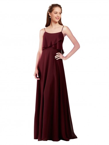 Chiffon Long Spaghetti Straps A-Line Bridesmaid Gowns Armadale