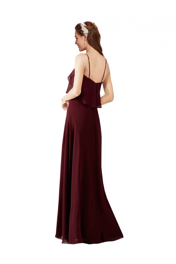 Chiffon Long Spaghetti Straps A-Line Bridesmaid Gowns Armadale