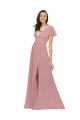 Chiffon V-Back Long V-Neck Dusty Pink A-Line Bridesmaid Dress / Evening Dress Armadale