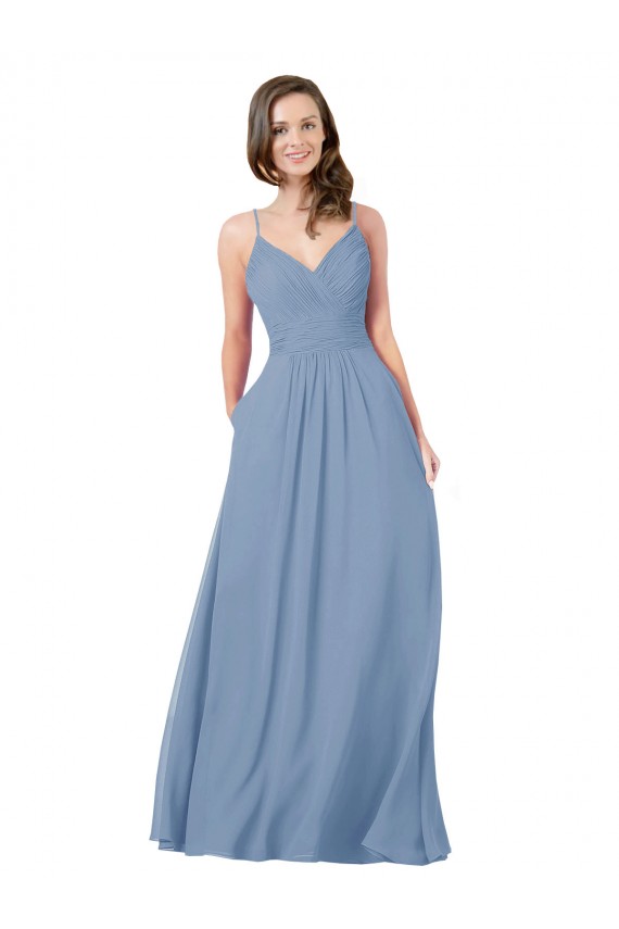 Chiffon Criss Cross Back Long V-Neck A-Line Bridesmaid Dress / Evening Dress Armadale