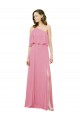 Soft Chiffon Long One Shoulder Skin Pink A-Line Bridal Party Dress Armadale