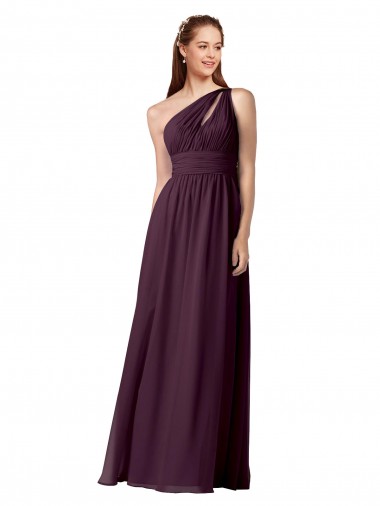 Chiffon Long Floor Length One Shoulder A-Line Bridesmaid Dress Armadale