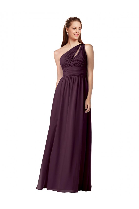 Chiffon Long Floor Length One Shoulder A-Line Bridesmaid Dress Armadale