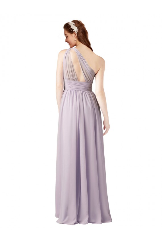 Chiffon Long Floor Length One Shoulder A-Line Bridesmaid Dress Armadale