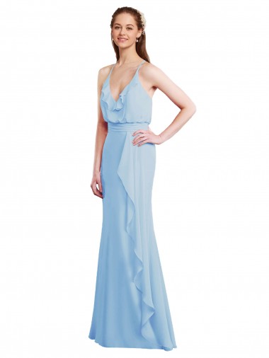 Soft Chiffon Low Back Long Spaghetti Straps Mermaid Bridesmaid Dress Armadale