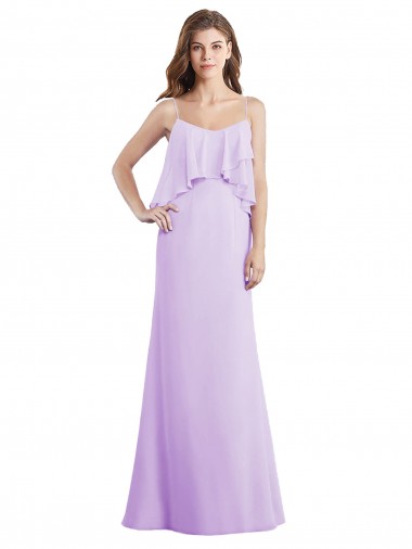 Chiffon Low Back Long Spaghetti Straps A-Line Bridesmaid Dress / Evening Dress Armadale