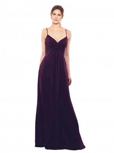 Soft Chiffon Criss Cross Open Back Long Spaghetti Straps A-Line Formal Dress / Bridesmaid Dress Armadale
