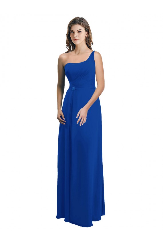 Soft Chiffon Low Back Long One Shoulder A-Line Bridesmaid Dress Armadale