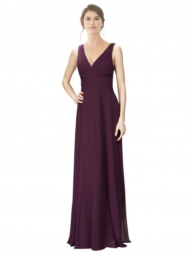 Soft Chiffon & Lace Long V-Neck A-Line Bridesmaid Gown Armadale