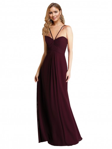 Chiffon Open Back Long Spaghetti Straps A-Line Wedding Party Dress Armadale