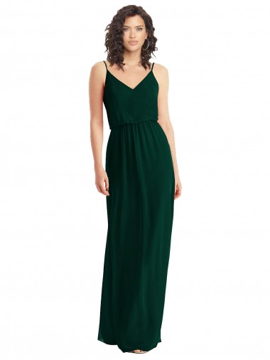 Soft Chiffon Low Back Long V-Neck A-Line Semi Formal Evening Dress / Bridesmaid Dress Armadale